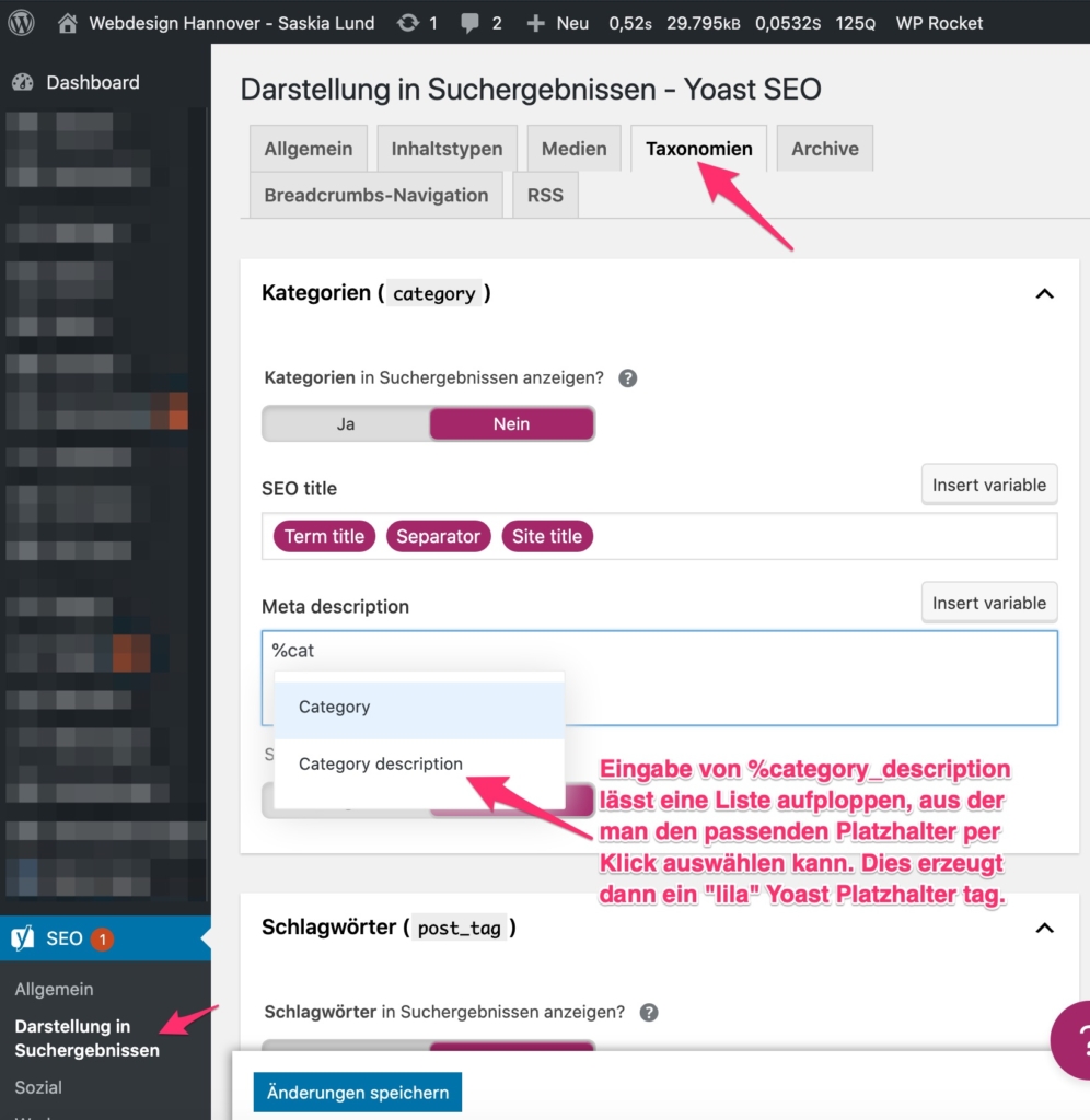 Yoast SEO Taxonomien