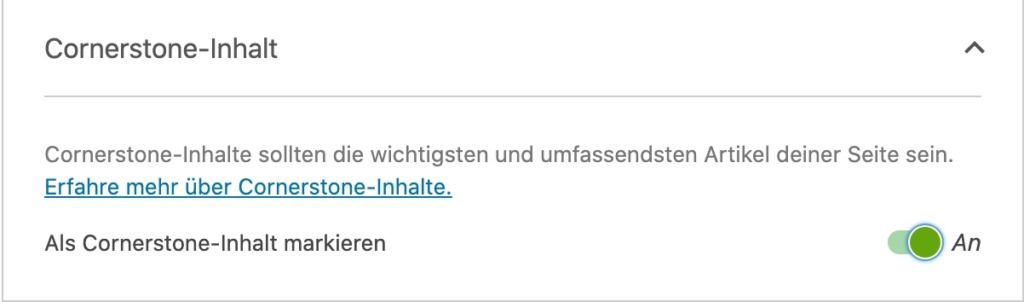 Yoast SEO - Cornerstone-Inhalt