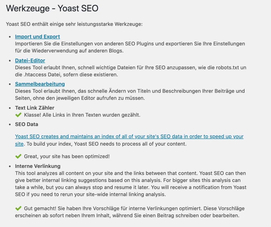 Yoast SEO Werkzeuge